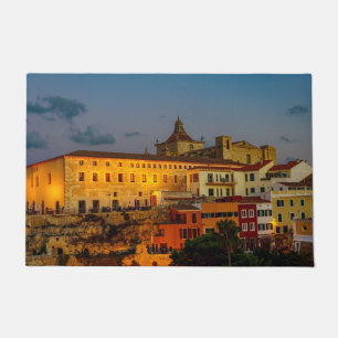 Church of Carmen at dusk - Mahon, Menorca Doormat