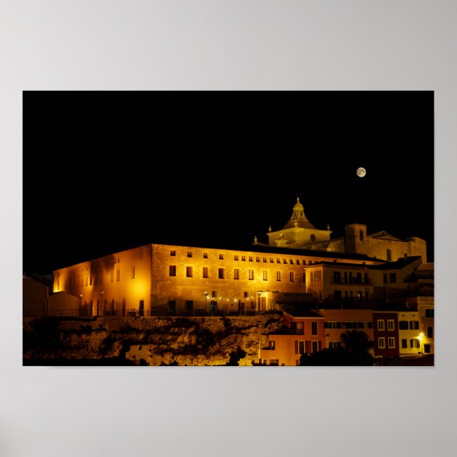 Church of Carmen at night - Mahon, Menorca, Spain Poster (Front)