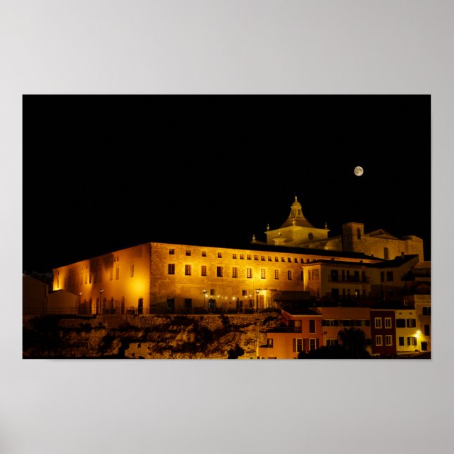 Church of Carmen at night - Mahon, Menorca, Spain Poster (Front)