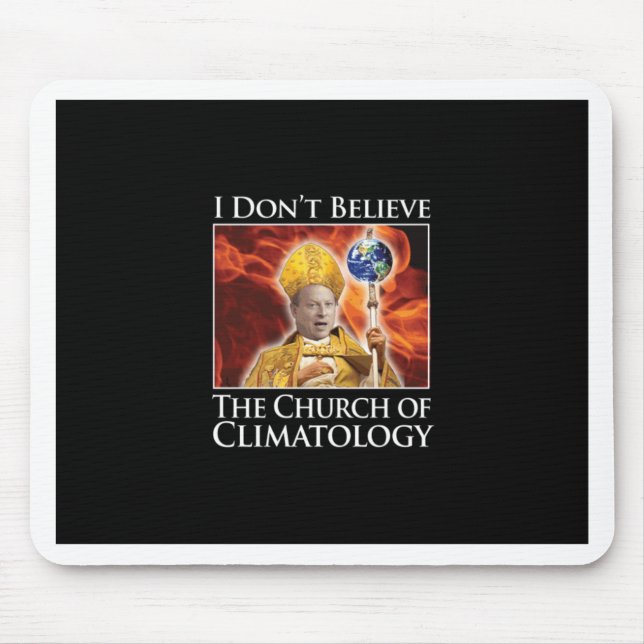 church_of_climatology_blk_stkr mouse mat (Front)