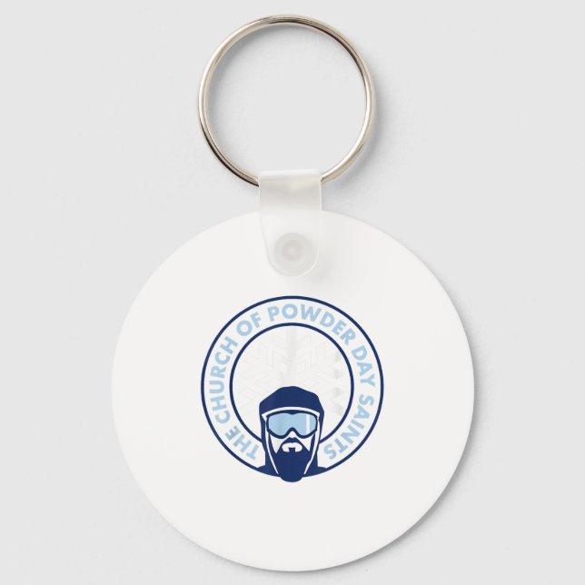 Church Of Powder Day Saints Royal Emblem Skiing Sh Key Ring (Front)