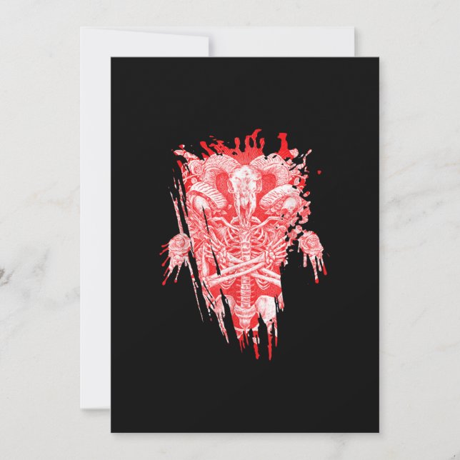 Church Of Satan Gift All Hail Goat Satanic Baphome Holiday Card (Front)