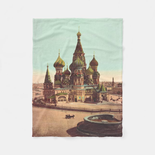 Church of St. Basil, Red Square Moscow Fleece Blanket (Front)