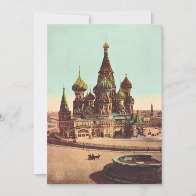 Church of St. Basil, Red Square Moscow Holiday Card (Front)