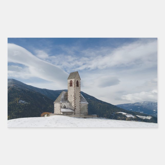 Church of St. Jakob in Villnöss rectangle sticker (Front)