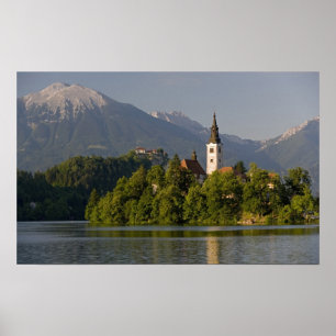 Church of the Assumption on island in Lake Poster