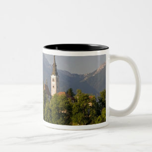 Church of the Assumption on island in Lake Two-Tone Coffee Mug