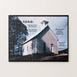 Church on a Hill with Psalm 15:1-2 Jigsaw Puzzle