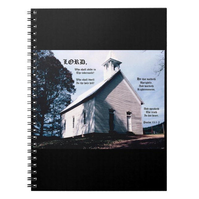 Church on a Hill with Psalm 15:1-2 Notebook (Front)