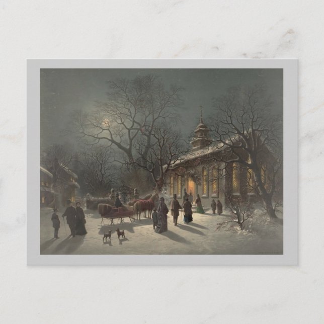 Church on Christmas Eve Holiday Postcard (Front)