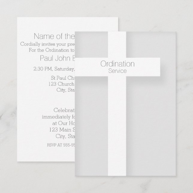 Church Ordination Modern Invitation Cross 1 (Front/Back)