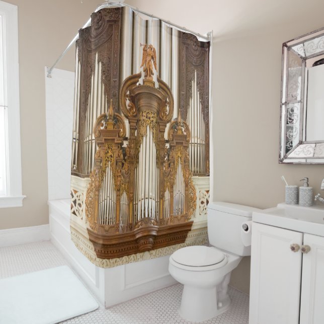 Church organ pipes shower curtain (In Situ)