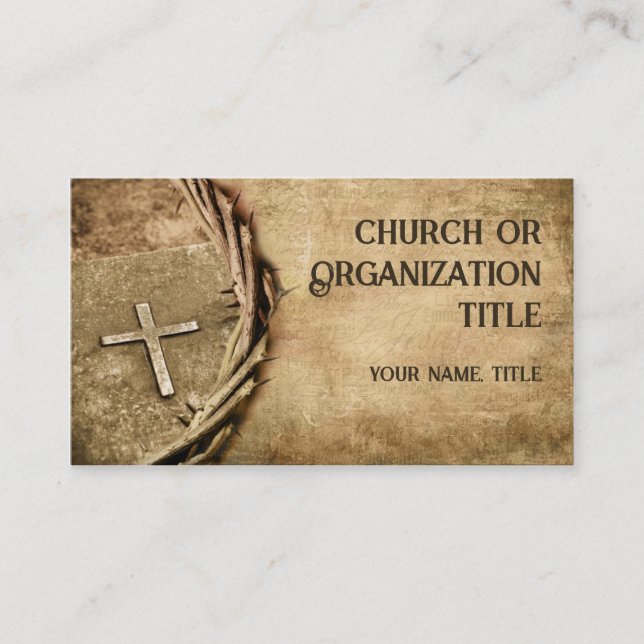 Church / Organisation Aged Cross Business Card (Front)