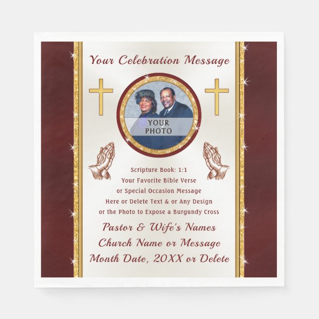 Church Party Ideas, Personalised, Religious Paper Napkin (Front)