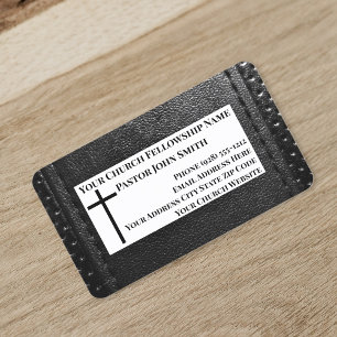 Church Pastor Black Leather Christian Business Card