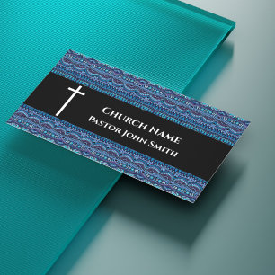 Church Pastor Blue Abstract Christian Business Card