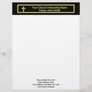 Church Pastor Classy Black Business  Custom Letterhead