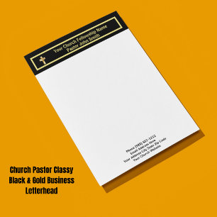 Church Pastor Classy Black Business Custom Letterhead