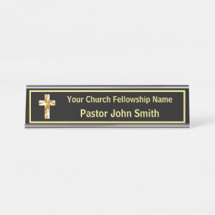 Church Pastor Classy Black  Desk Name Plate