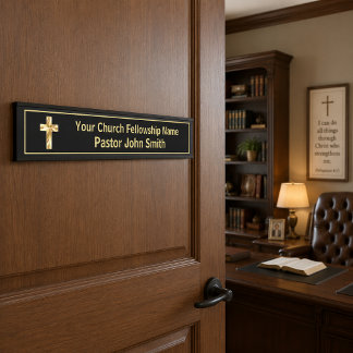Church Pastor Classy Black&Gold  Door Sign