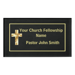 Church Pastor Classy Black  Name Tag