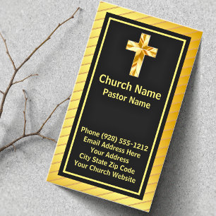 Church Pastor Classy Gold And Black Business Cards