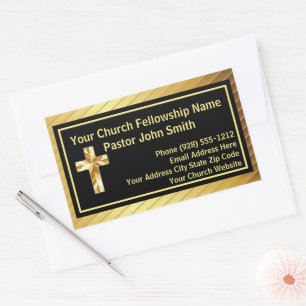 Church Pastor Classy Gold And Black Business  Rectangular Sticker
