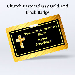 Church Pastor Classy Gold And Black  ID Badge
