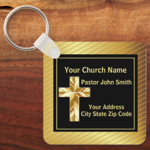 Church Pastor Classy Gold And Black Key Ring