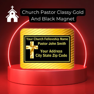 Church Pastor Classy Gold And Black Magnet