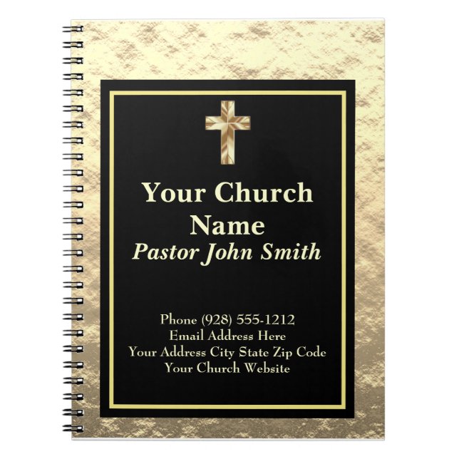 Church Pastor Classy Gold And Black Office Journal (Front)