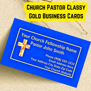Church Pastor Classy Gold Business Cards
