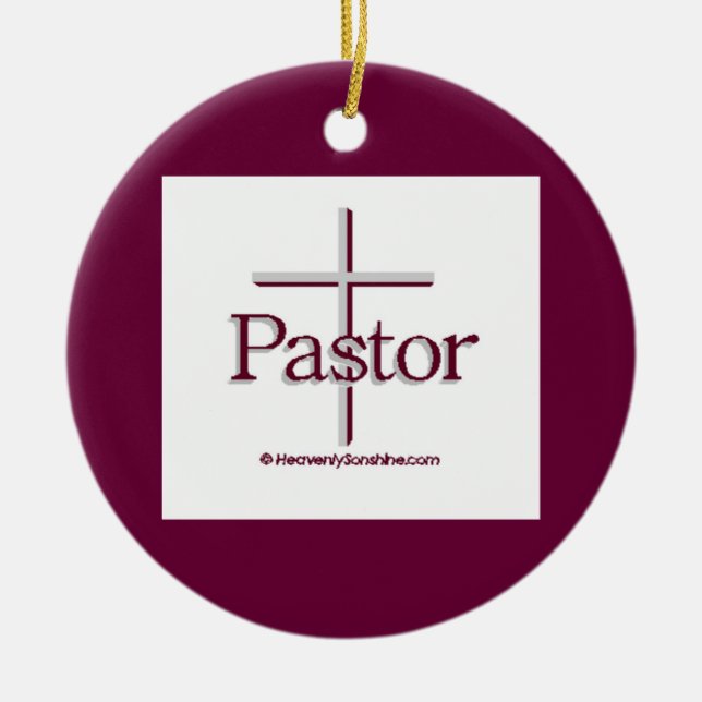 Church Pastor Cross Ceramic Tree Decoration (Front)