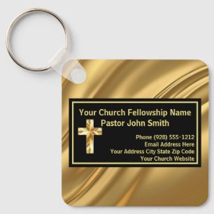 Church Pastor Elegant Gold And Black Key Ring