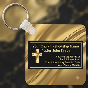 Church Pastor Elegant Gold And Black Key Ring