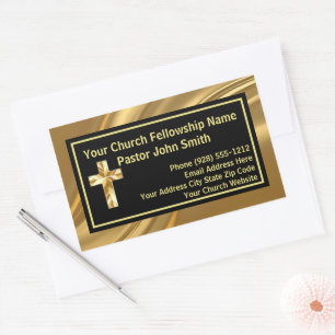 Church Pastor Elegant Gold And Black Rectangular Sticker