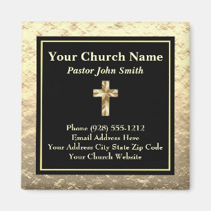 Church Pastor Gold And Black Business Card Magnet