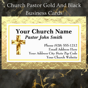 Church Pastor Gold And Black Business Cards