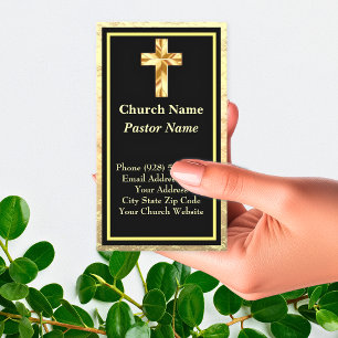 Church Pastor Gold And Black Business Cards