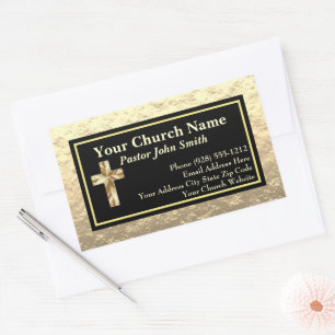 Church Pastor Gold And Black Business  Rectangular Sticker