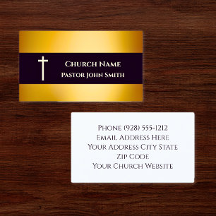 Church Pastor Gold Black Elegant Christian Business Card