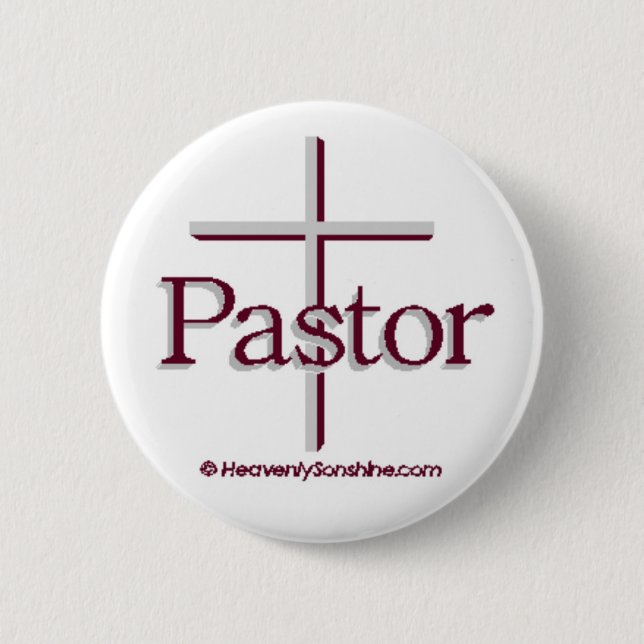 Church Pastor Grey Cross 6 Cm Round Badge (Front)