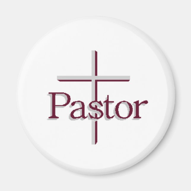 Church Pastor Grey Cross Magnet (Front)