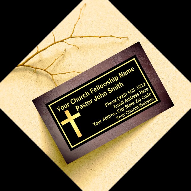 Church Pastor Grunge Black Gold  Business Card (Creator Uploaded)