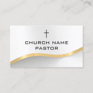 Church Pastor Modern Silver Gold Christian Cross Business Card