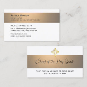 Church Pastor or Minister White and Gold Business Card