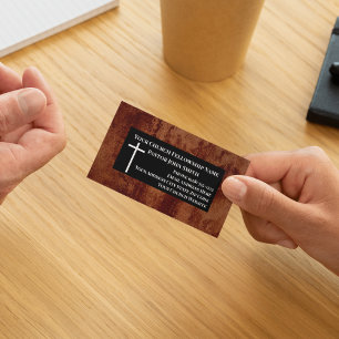 Church Pastor RUSTIC Leather Christian Magnetic Business Card