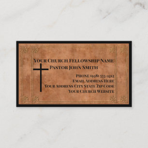 Church Pastor Stamped Leather Elegant Christian Business Card