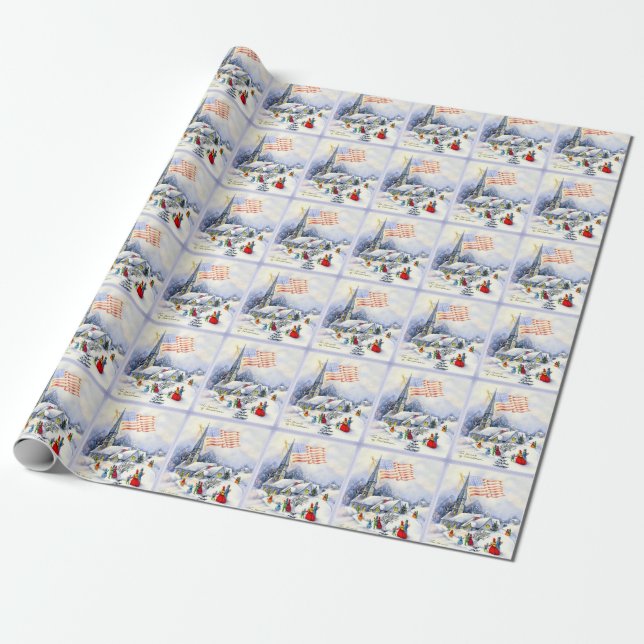 Church Patriotic Themed Christmas Wrapping pape Wrapping Paper (Unrolled)