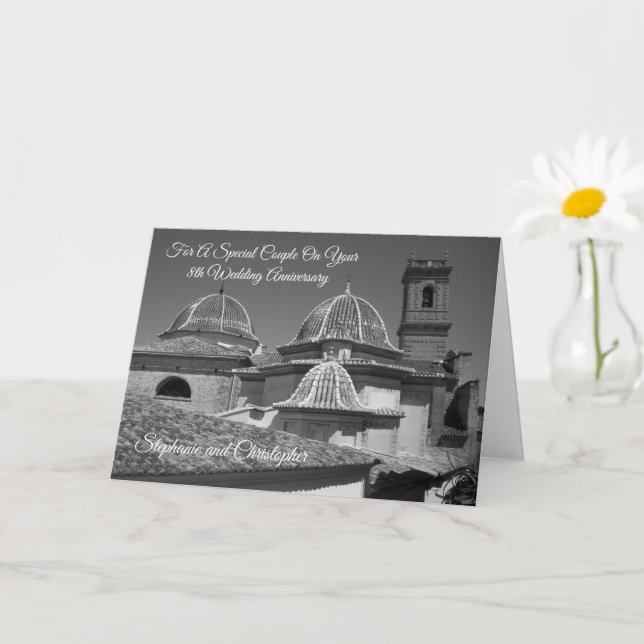 Church Personalised 8th Wedding Anniversary Card (Small Plant)